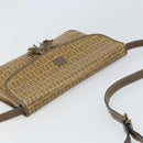 FENDI Zucchino Canvas Shoulder Bag Beige Gold Auth 166663-6