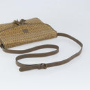 FENDI Zucchino Canvas Shoulder Bag Beige Gold Auth 166663-7