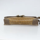 FENDI Zucchino Canvas Shoulder Bag Beige Gold Auth 166663-5
