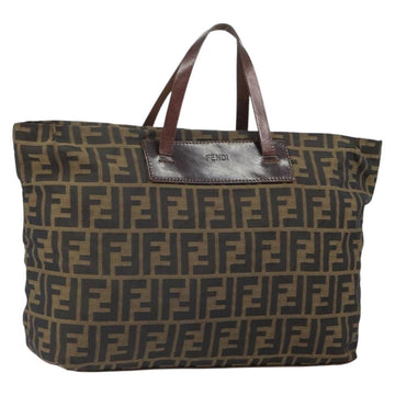 FENDI Zucca Canvas Hand Bag Black Brown Auth 166664