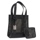 GUCCI Mesh Hand Bag Nylon Leather Black 000 2058 0500 Auth 166665-1