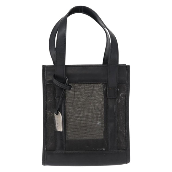 GUCCI Mesh Hand Bag Nylon Leather Black 000 2058 0500 Auth 166665