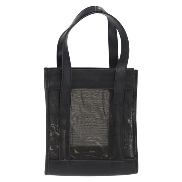 GUCCI Mesh Hand Bag Nylon Leather Black 000 2058 0500 Auth 166665