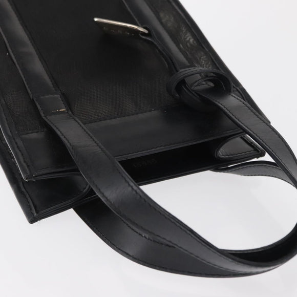 GUCCI Mesh Hand Bag Nylon Leather Black 000 2058 0500 Auth 166665