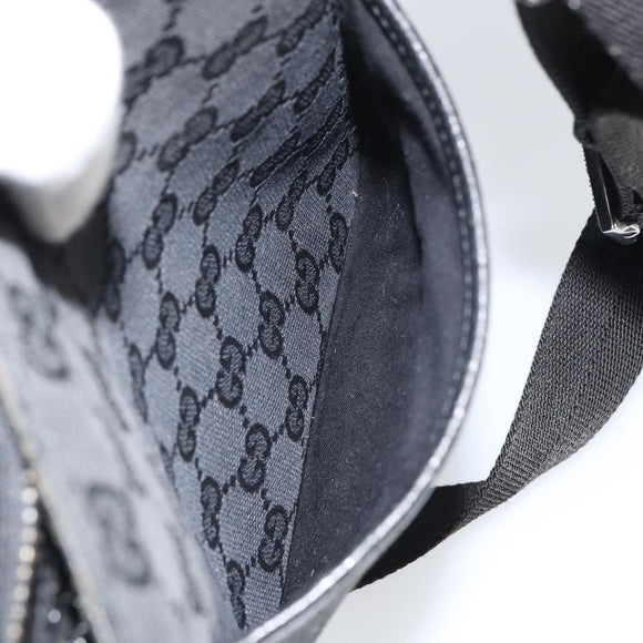 GUCCI GG Canvas Shoulder Bag Black Silver 122793 Auth 166666