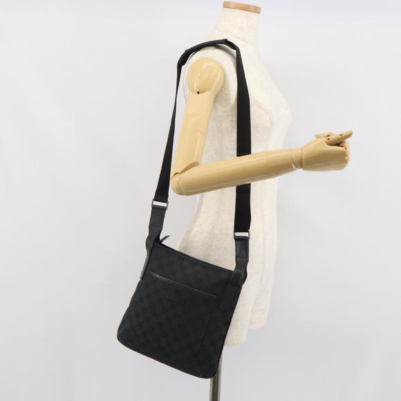 GUCCI GG Canvas Shoulder Bag Black Silver 122793 Auth 166666
