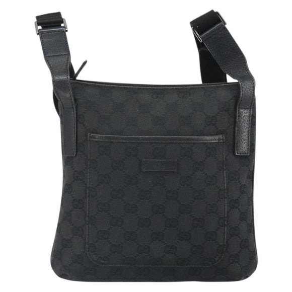 GUCCI GG Canvas Shoulder Bag Black Silver 122793 Auth 166666