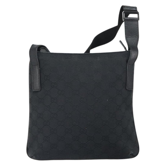 GUCCI GG Canvas Shoulder Bag Black Silver 122793 Auth 166666