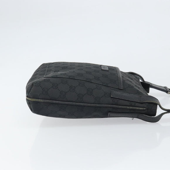 GUCCI GG Canvas Shoulder Bag Black Silver 122793 Auth 166666