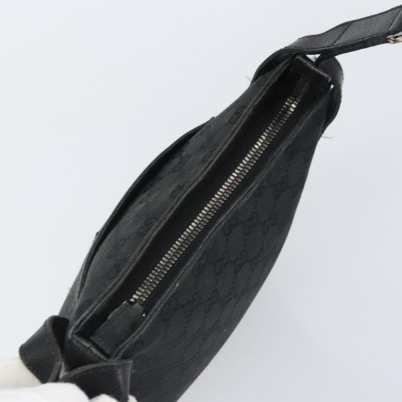 GUCCI GG Canvas Shoulder Bag Black Silver 122793 Auth 166666