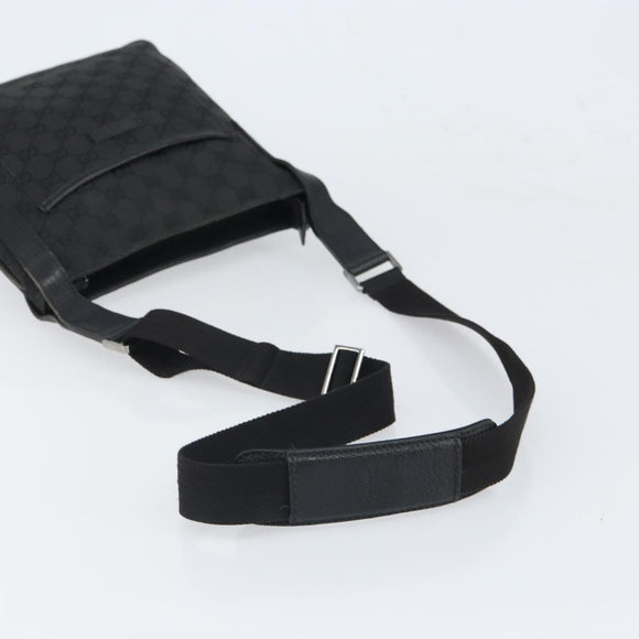 GUCCI GG Canvas Shoulder Bag Black Silver 122793 Auth 166666