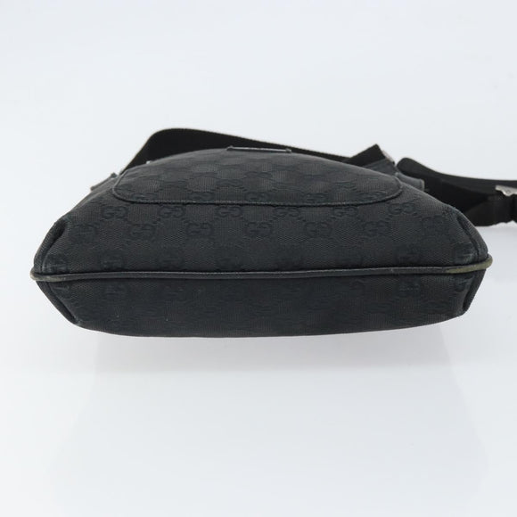 GUCCI GG Canvas Shoulder Bag Black Silver 122793 Auth 166666