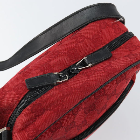 GUCCI GG Canvas Shoulder Bag Red Silver 018 1612 Auth 166667