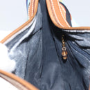 GUCCI Shoulder Bag Canvas Gold Blue Auth 166668-20