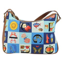 GUCCI Shoulder Bag Canvas Gold Blue Auth 166668-13