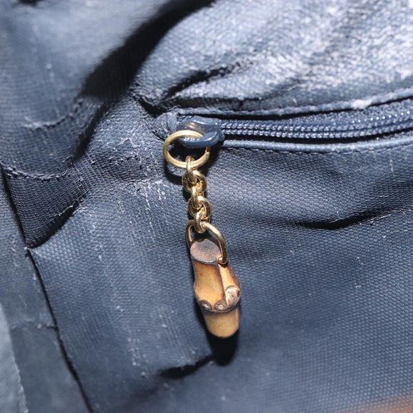 GUCCI Shoulder Bag Canvas Gold Blue Auth 166668