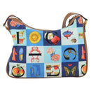 GUCCI Shoulder Bag Canvas Gold Blue Auth 166668-2