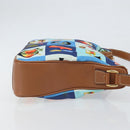 GUCCI Shoulder Bag Canvas Gold Blue Auth 166668-3