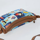 GUCCI Shoulder Bag Canvas Gold Blue Auth 166668-6