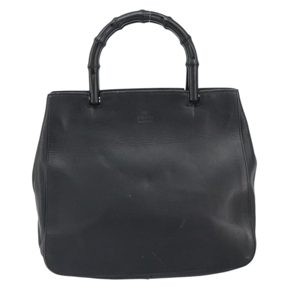 GUCCI Bamboo Hand Bag Leather Black 002 1061 Auth 166673