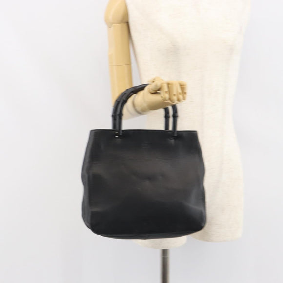 GUCCI Bamboo Hand Bag Leather Black 002 1061 Auth 166673