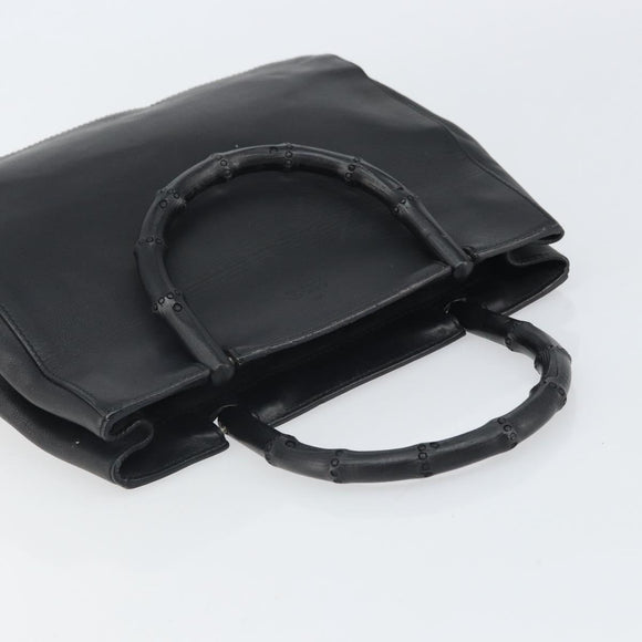 GUCCI Bamboo Hand Bag Leather Black 002 1061 Auth 166673
