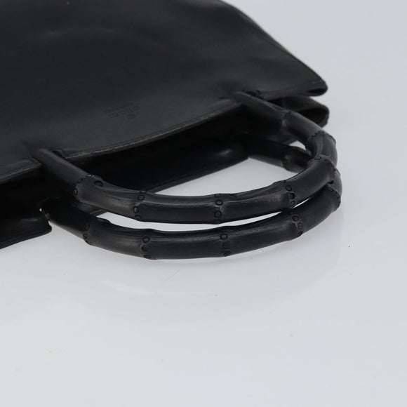 GUCCI Bamboo Hand Bag Leather Black 002 1061 Auth 166673