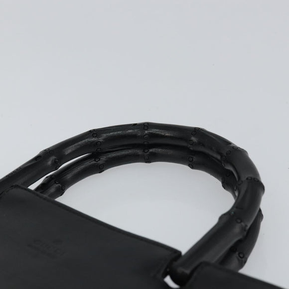 GUCCI Bamboo Hand Bag Leather Black 002 1061 Auth 166673