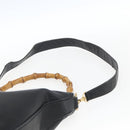 GUCCI Bamboo Hand Bag Leather 2way Black Gold 001 3444 1577 Auth 166674-15