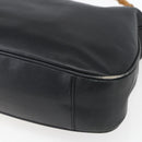 GUCCI Bamboo Hand Bag Leather 2way Black Gold 001 3444 1577 Auth 166674-9