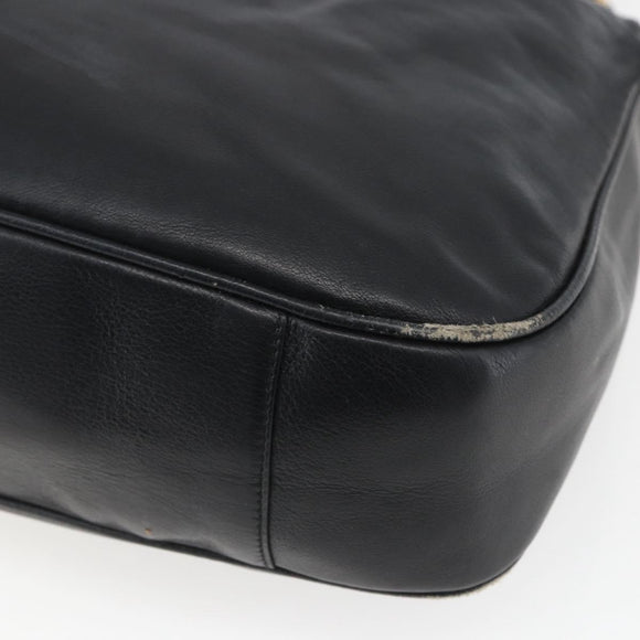 GUCCI Bamboo Hand Bag Leather 2way Black Gold 001 3444 1577 Auth 166674