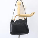 GUCCI Bamboo Hand Bag Leather 2way Black Gold 001 3444 1577 Auth 166674-23