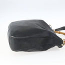 GUCCI Bamboo Hand Bag Leather 2way Black Gold 001 3444 1577 Auth 166674-4