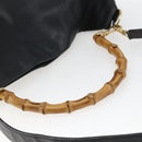 GUCCI Bamboo Hand Bag Leather 2way Black Gold 001 3444 1577 Auth 166674-7