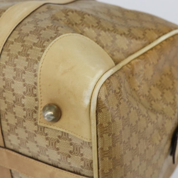 CELINE Macadam Canvas Boston Bag PVC Beige Gold Auth 166677