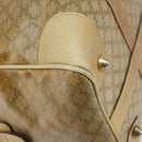 CELINE Macadam Canvas Boston Bag PVC Beige Gold Auth 166677-13