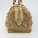CELINE Macadam Canvas Boston Bag PVC Beige Gold Auth 166677-4