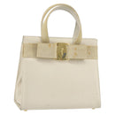 Salvatore Ferragamo Vala Hand Bag Leather White Gold Auth 166678-1