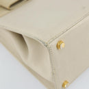 Salvatore Ferragamo Vala Hand Bag Leather White Gold Auth 166678-11