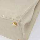 Salvatore Ferragamo Vala Hand Bag Leather White Gold Auth 166678-12