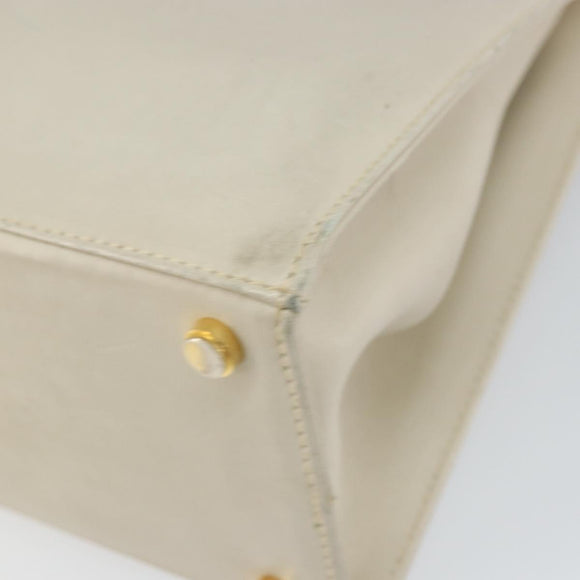 Salvatore Ferragamo Vala Hand Bag Leather White Gold Auth 166678