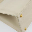 Salvatore Ferragamo Vala Hand Bag Leather White Gold Auth 166678-13