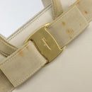 Salvatore Ferragamo Vala Hand Bag Leather White Gold Auth 166678-15