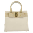 Salvatore Ferragamo Vala Hand Bag Leather White Gold Auth 166678-2