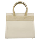 Salvatore Ferragamo Vala Hand Bag Leather White Gold Auth 166678-3