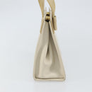 Salvatore Ferragamo Vala Hand Bag Leather White Gold Auth 166678-5