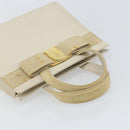 Salvatore Ferragamo Vala Hand Bag Leather White Gold Auth 166678-6