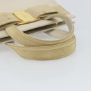 Salvatore Ferragamo Vala Hand Bag Leather White Gold Auth 166678-7