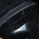 Salvatore Ferragamo Shoulder Bag Canvas Black Gold Auth 166679-12
