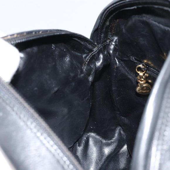 Salvatore Ferragamo Shoulder Bag Canvas Black Gold Auth 166679